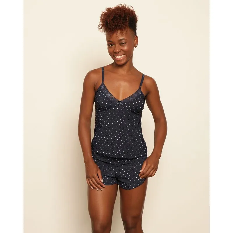 Short Doll Feminino Curto Liganete Estampado Marinho M