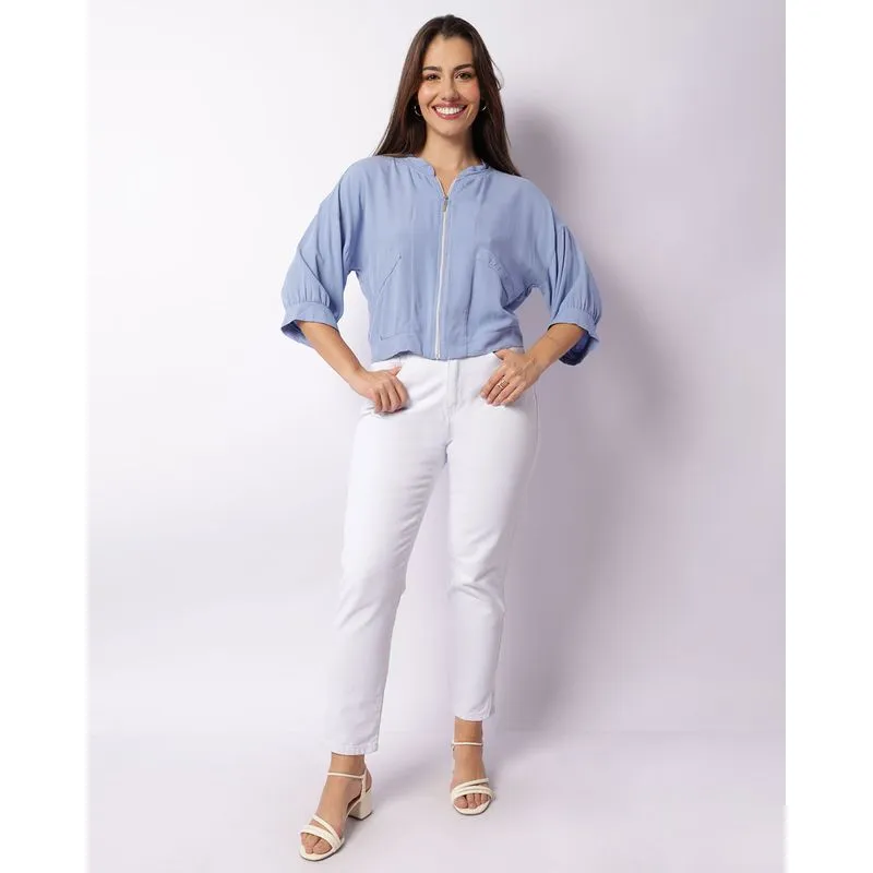 Calça Feminina Vizzy Sarja Mom Branca 44
