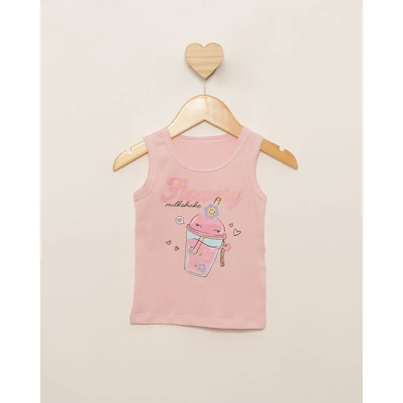 Regata Bebê Estampa Frontal Milk Shake Rosa 2