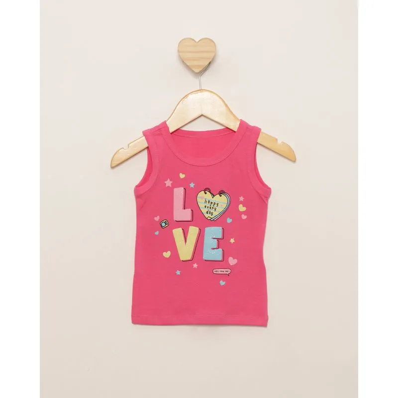 Regata Bebê Estampa Frontal Love Rosa 2