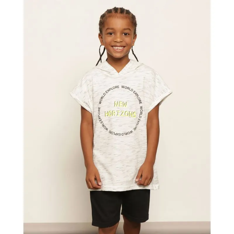 Conjunto Infantil Curto Estampa Frontal Manga Curta Off White 8