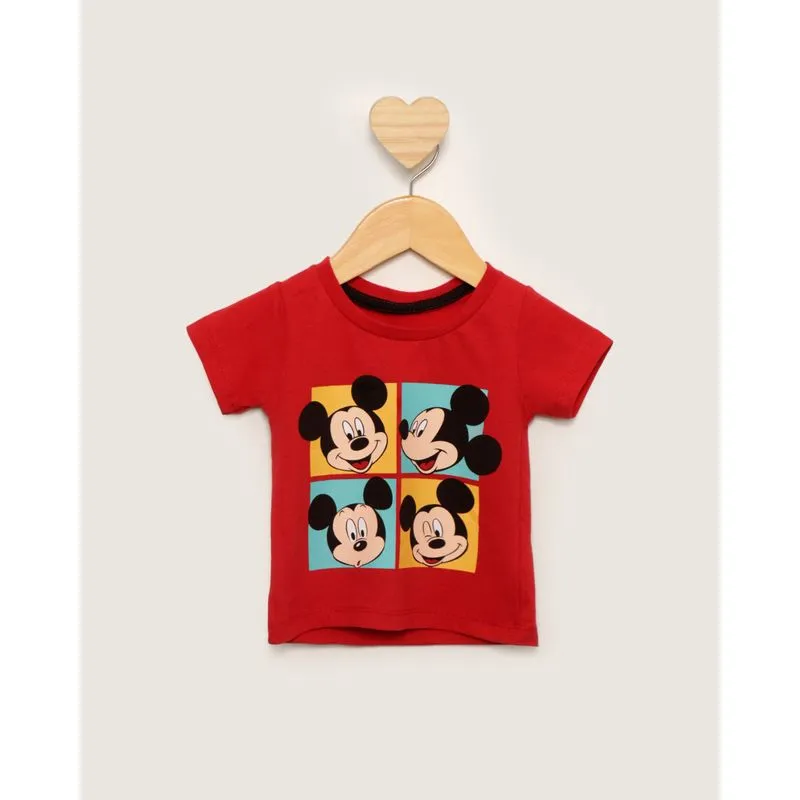 Camiseta Bebê Disney Mickey Manga Curta Vermelho G
