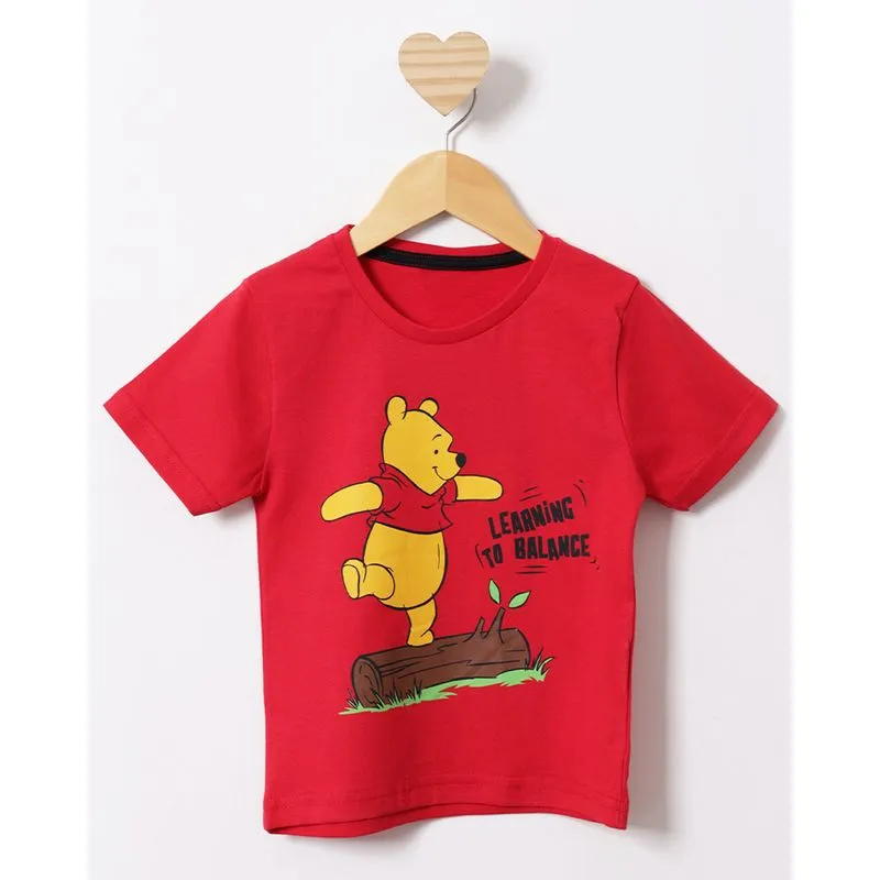 Camiseta Bebê Manga Curta Disney Ursinho Pooh Vermelha 1