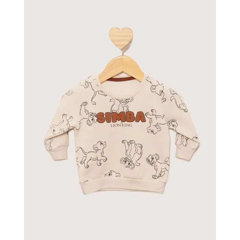 Blusão Moletom Bebê Peluciado Disney Simba O Rei Leão Bege G