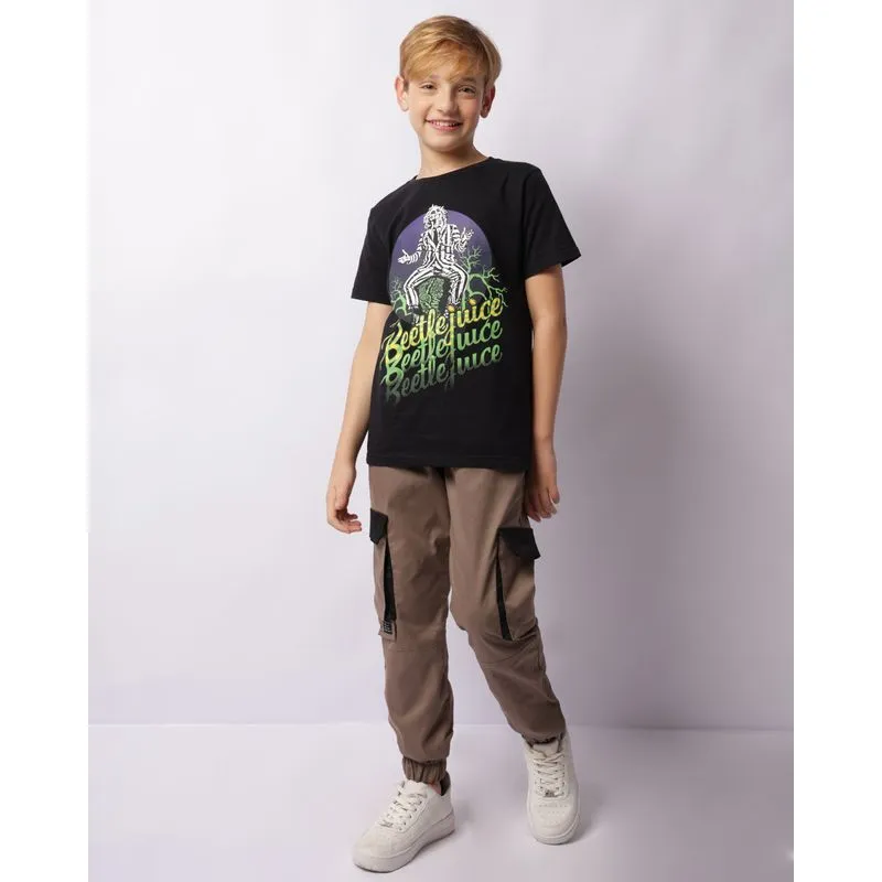 Calça Sarja Juvenil Jogger Cargo Bege 16
