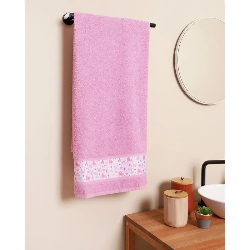 Toalha de Banho Infantil Valletex 68cm x 130cm Unicórnio Rosa UN