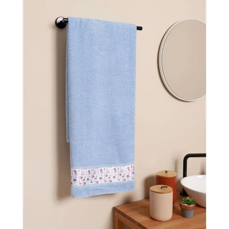 Toalha de Banho Infantil Valletex 68cm x 130cm Dinossauro Azul UN