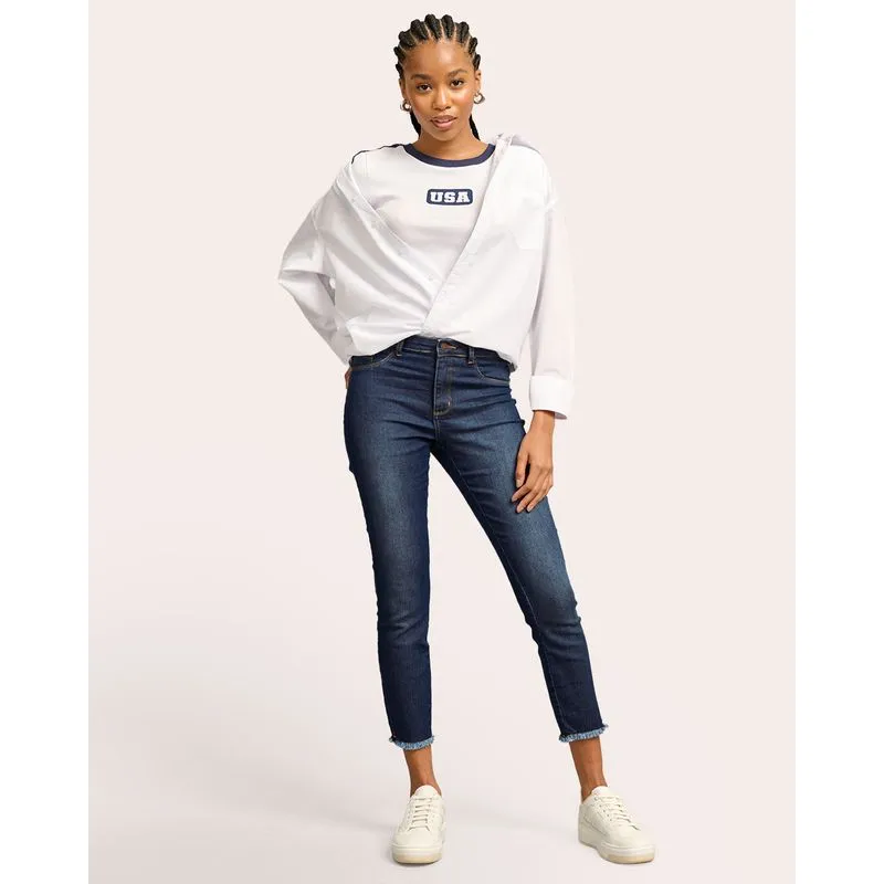 Calça Jeans Feminina Cigarrete Luv Azul 46