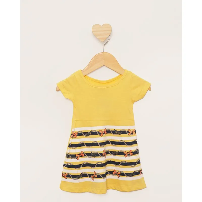 Vestido Bebê Curto Estampa Frontal Amarelo P