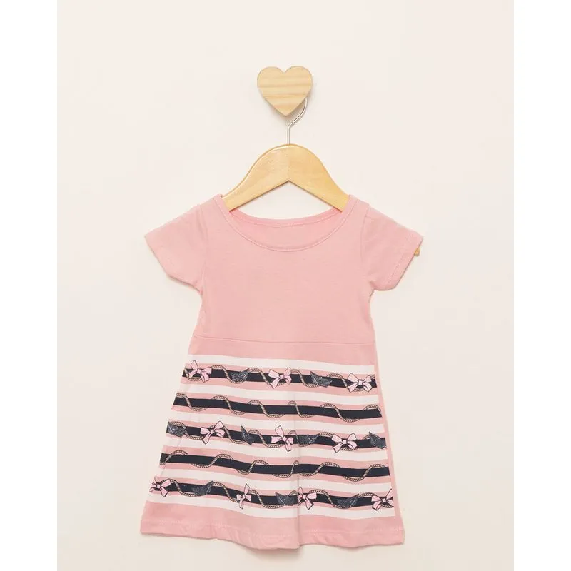Vestido Bebê Curto Estampa Frontal Rosa P