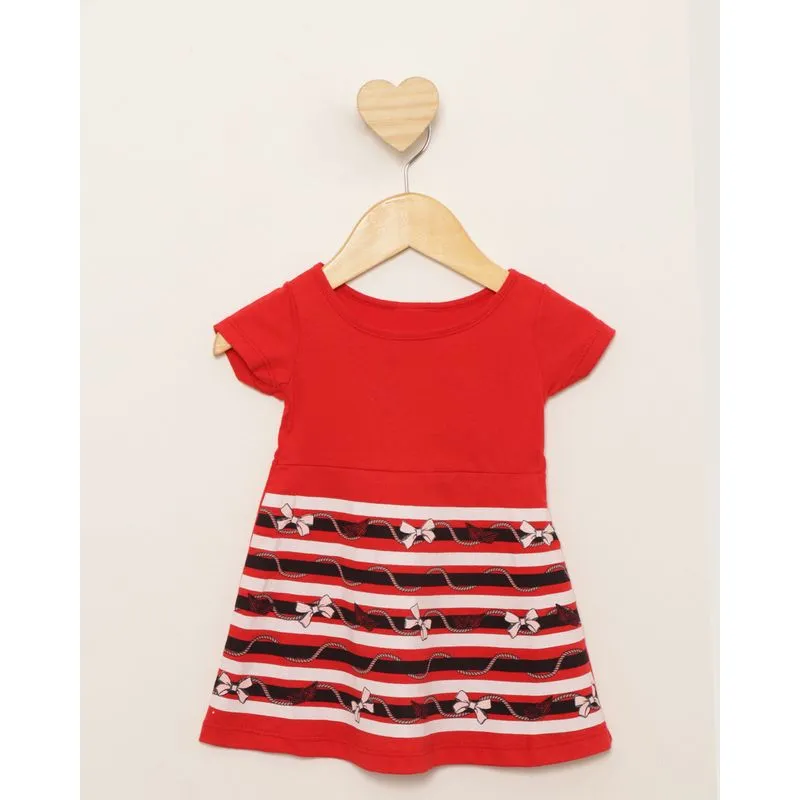 Vestido Bebê Curto Estampa Frontal Vermelho M