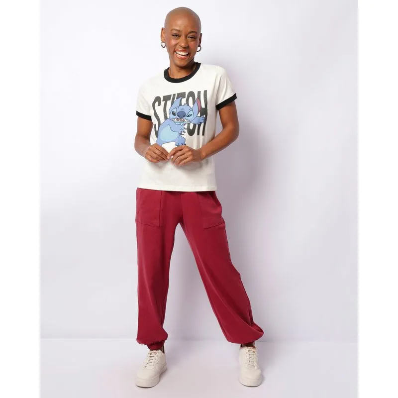 Calça Feminina Moletom Wide Com Bolso Vinho G