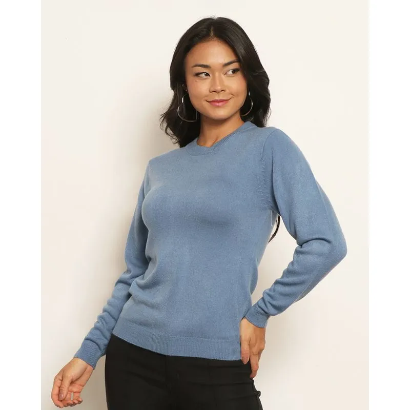 Blusa Feminina Tricô Manga Longa Azul G