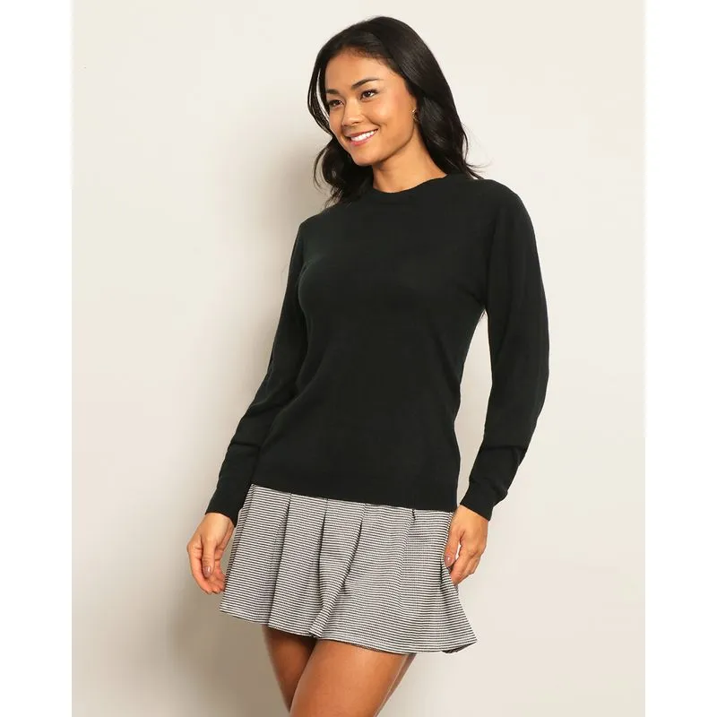 Blusa Feminina Tricô Manga Longa Preta G