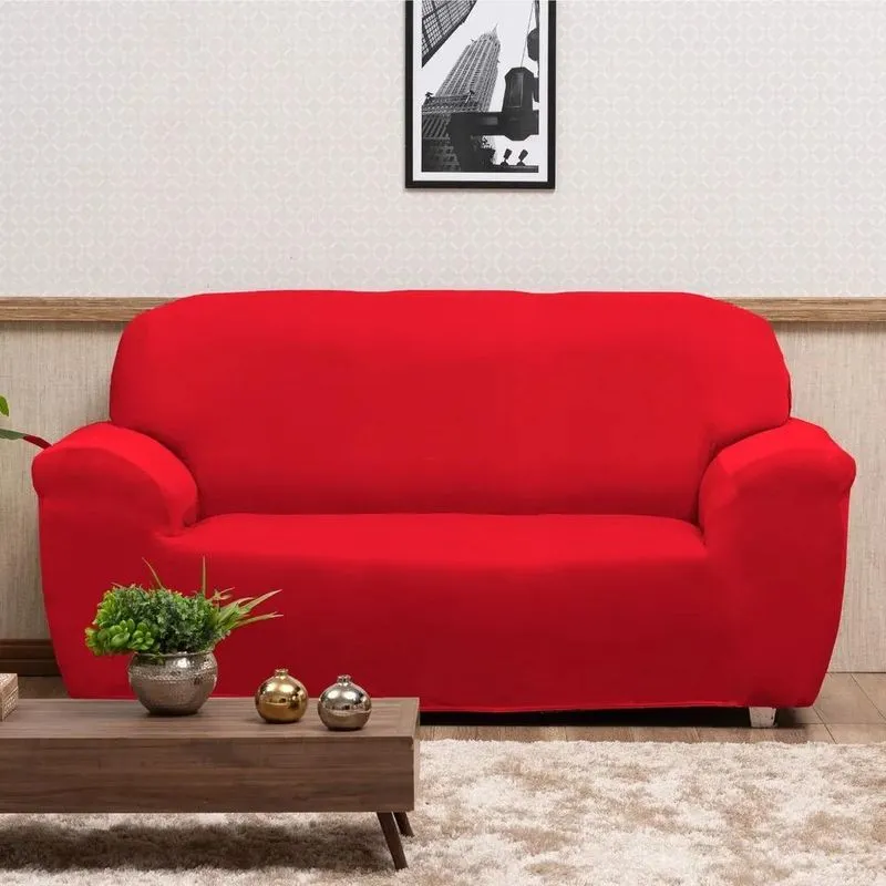 Capa De Sofá Com Fixador Lisa 2 E 3 Lugares Diversa Vermelho