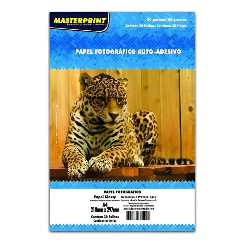 Papel Fotográfico A4 80g Glossy 100 Folhas Adesiva
