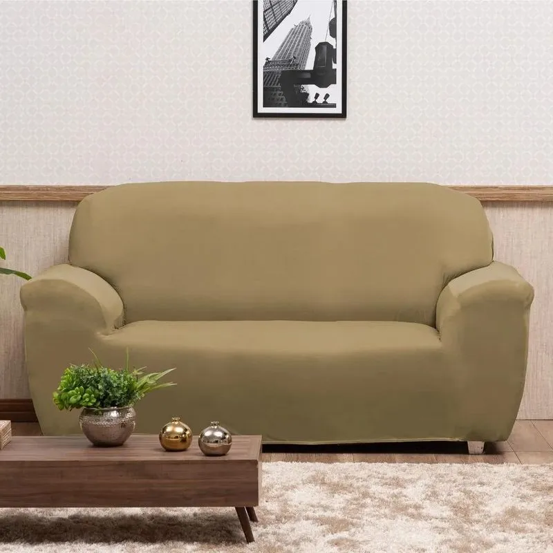 Capa De Sofá Elastex Premium Várias Estampas 2 E 3 Luga Bege