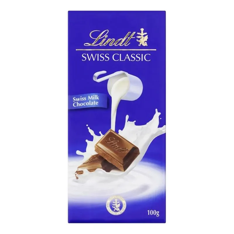 5x Chocolate Ao Leite Swiss Classic Lindt Cartucho 100 G