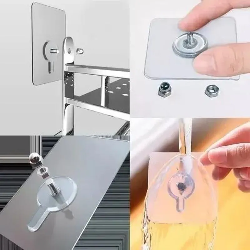 3x Ganchos Adesivo Parafuso Transparente Pendurar Multiuso B