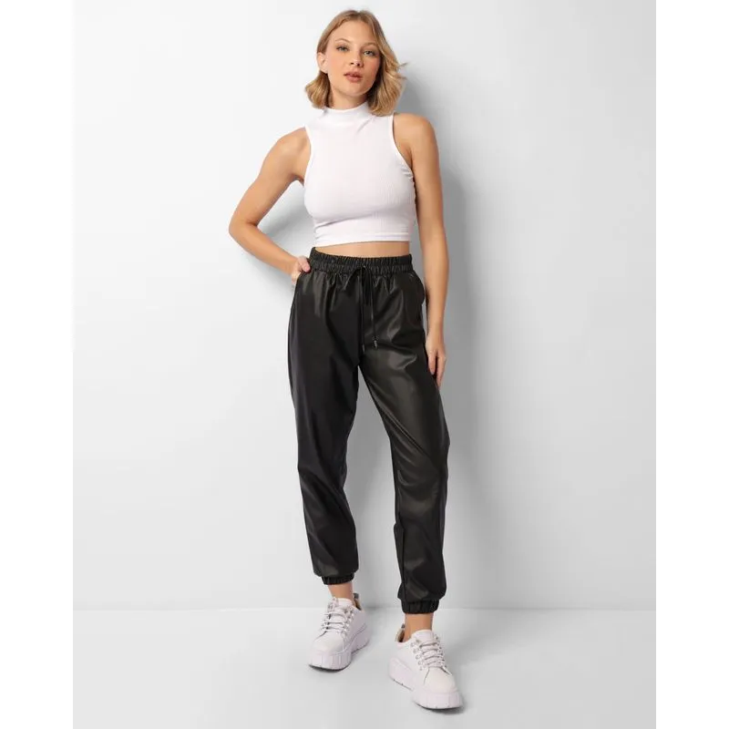 Calça Feminina Jogger Sintética Preta P