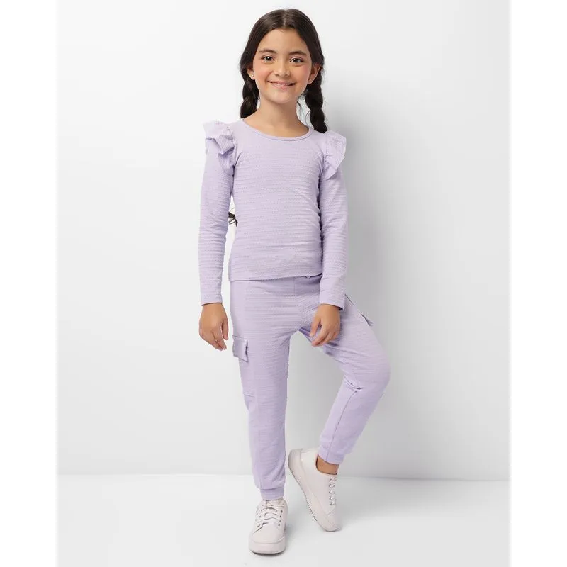 Calça Infantil Jogger Bolso Cargo Texturizada Lilás 10