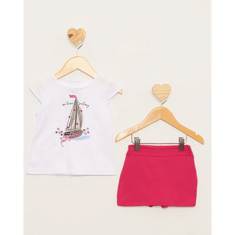 Conjunto Bebê Curto Estampa Frontal Manga Curta Branco 3