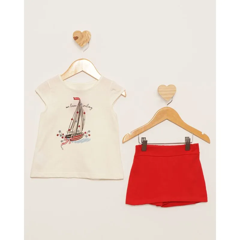 Conjunto Bebê Curto Estampa Frontal Manga Curta Off White 1