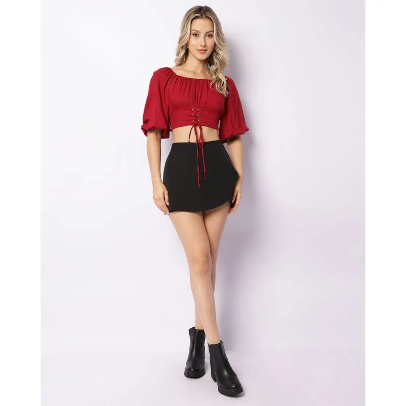 Short Saia Curto Com Zíper Preto P