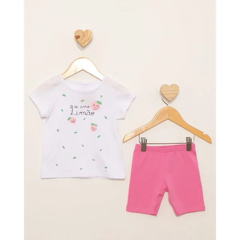 Conjunto Bebê Curto Estampa Limão Branco 1