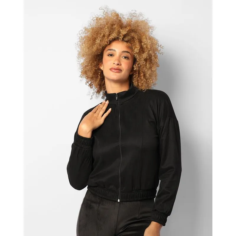 Jaqueta Feminina Bomber Texturizada Preta M