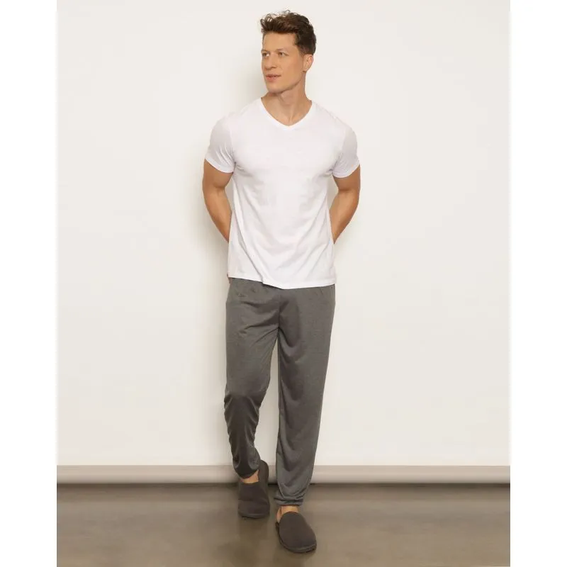 Calça Masculina Pijama Avulsa Jogger Cinza Escuro P
