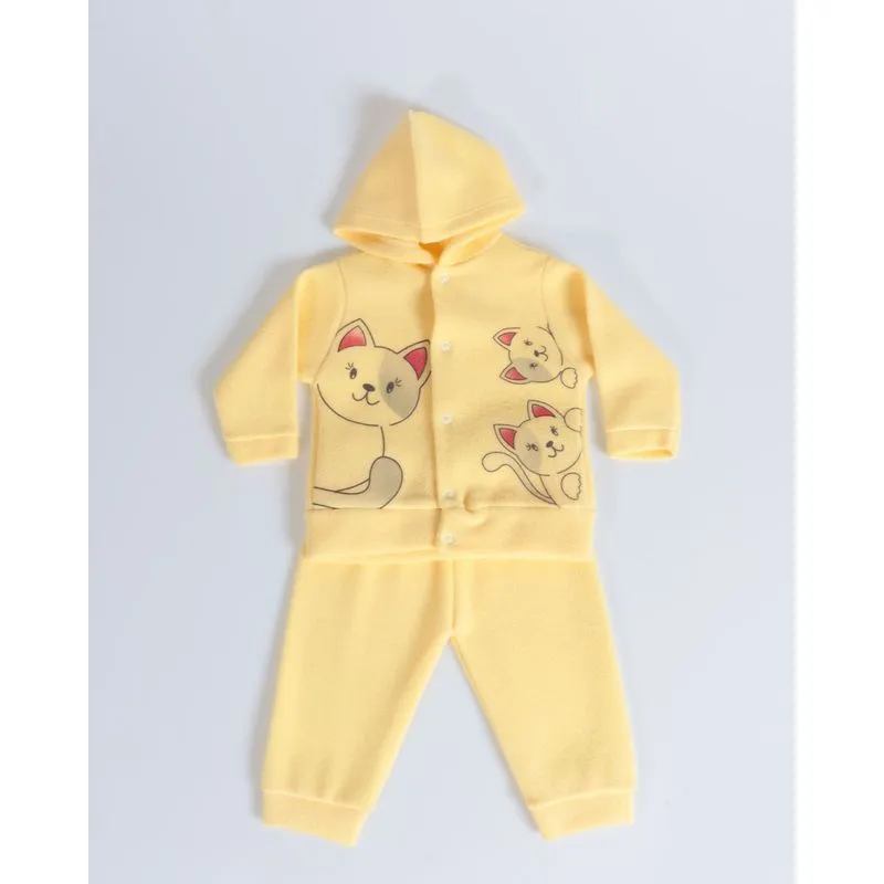 Conjunto Bebê de Soft Estampado Gatinhos Amarelo G