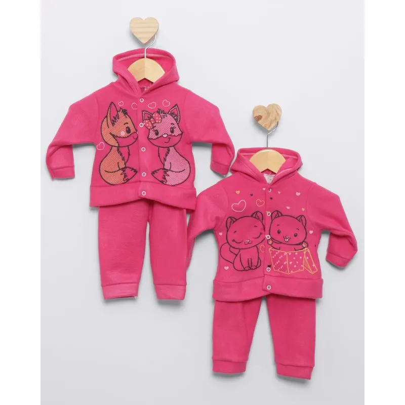 Conjunto Bebê Soft Longo Estampa Sortida Rosa Escuro M