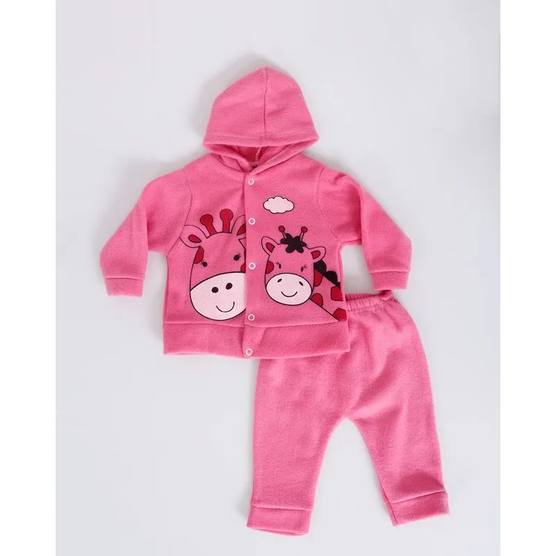 Conjunto Bebê Soft Estampa Girafa Rosa Escuro P