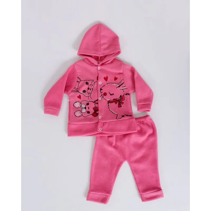 Conjunto Bebê Soft Estampa Coelho Rosa Escuro G