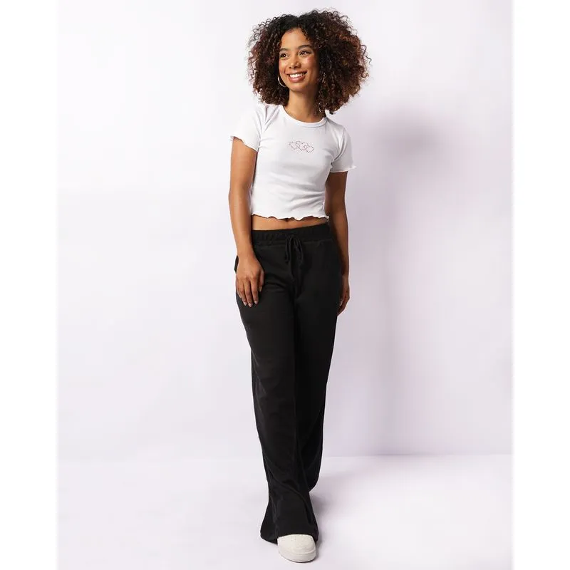Calça Feminina Reta Texturizada Com Bolsos Preta G