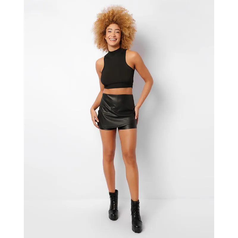 Short Saia Feminino Cirrê Preto GG