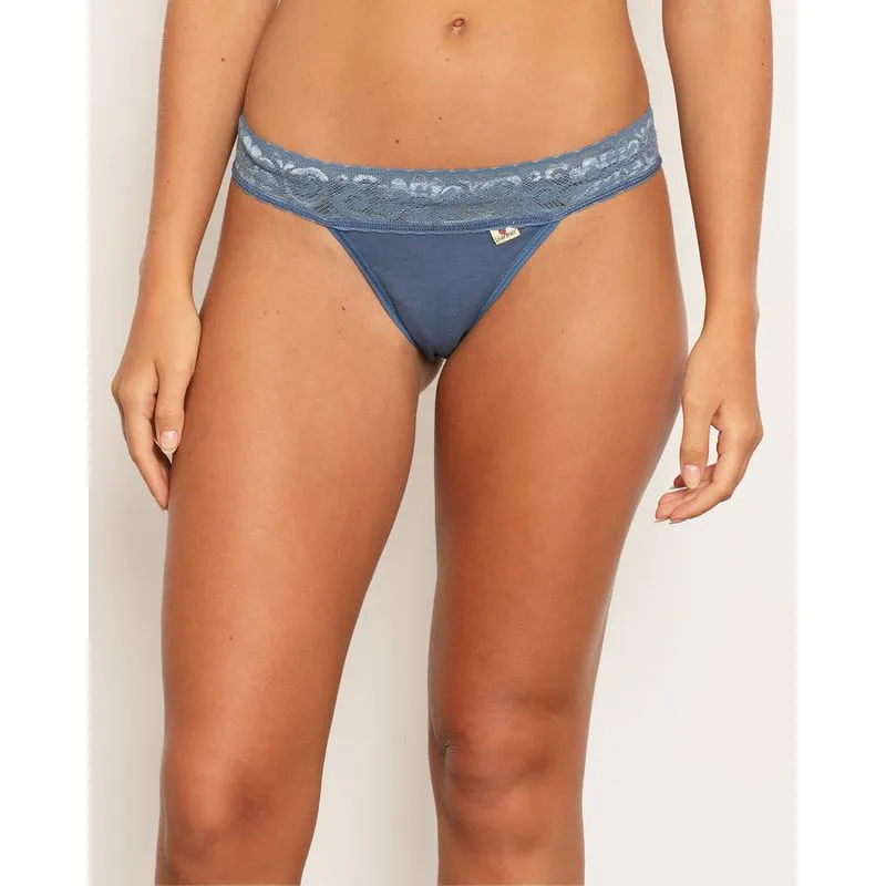 Calcinha Feminina String com Renda Azul P