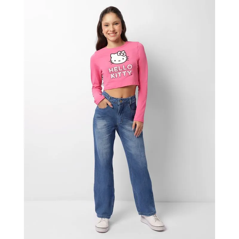 Calça Jeans Juvenil Reta Com Bolsos Azul 12