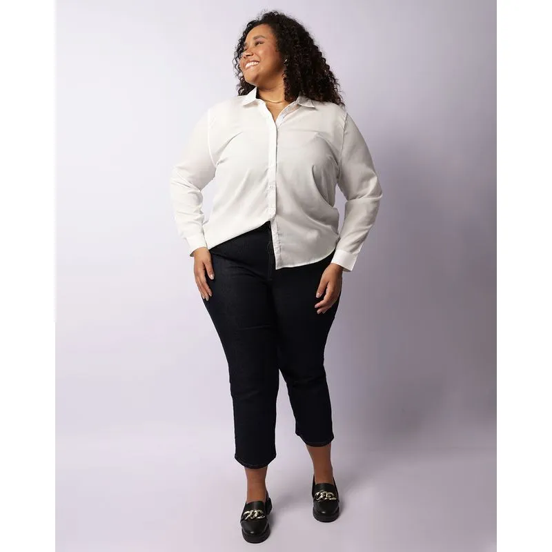 Calça Jeans Plus Size Feminina Reta Azul 50