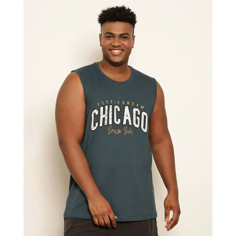 Regata Plus Size Masculina Estampa Chicago Verde G4