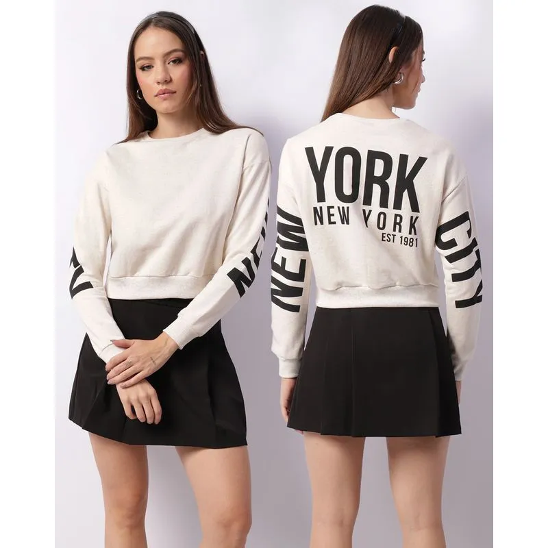Blusão Feminino Moletinho Estampa Nas Costas Off White M