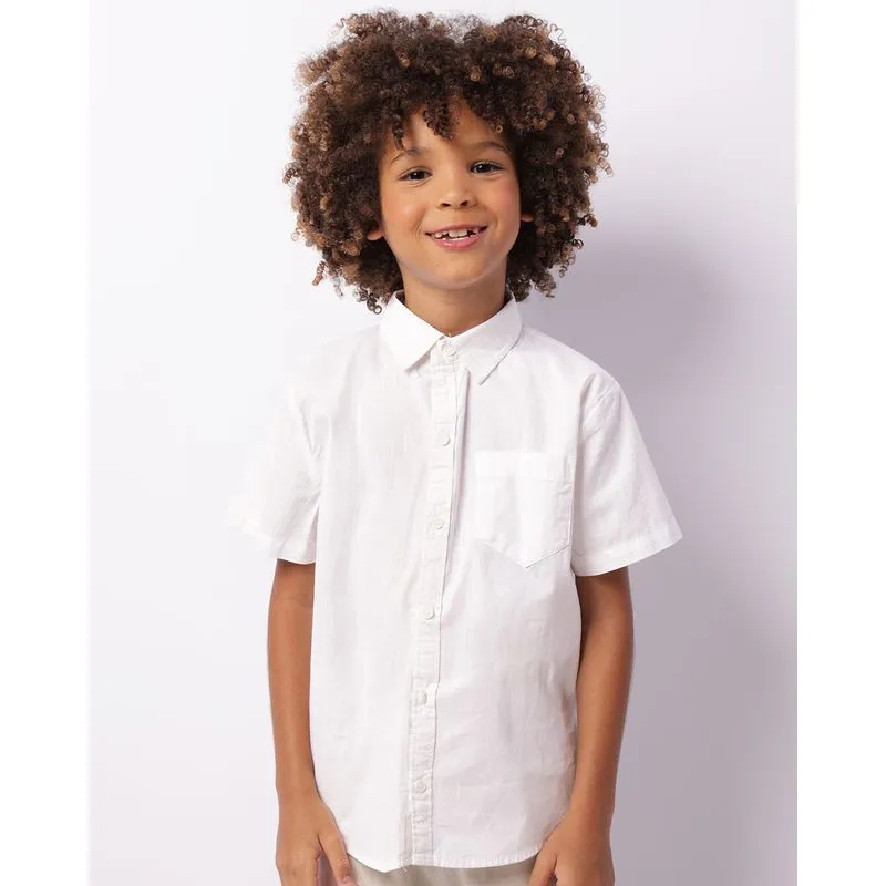 Camisa Infantil Manga Curta Com Bolso Branca 6