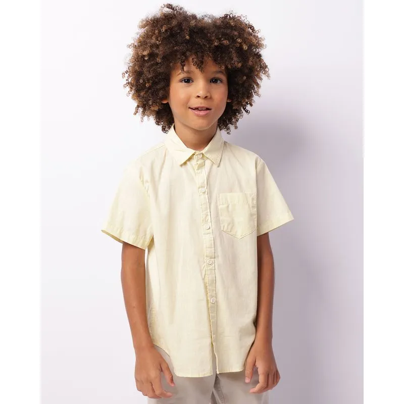 Camisa Infantil Manga Curta Com Bolso Amarela 6