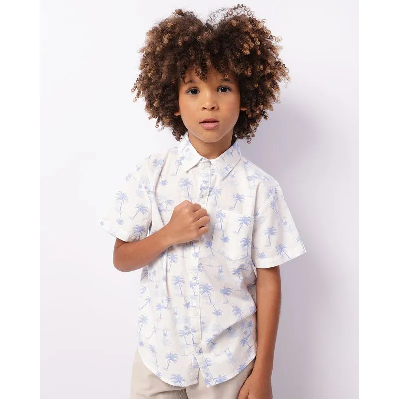 Camisa Infantil Manga Curta Estampa Tropical Branca 4