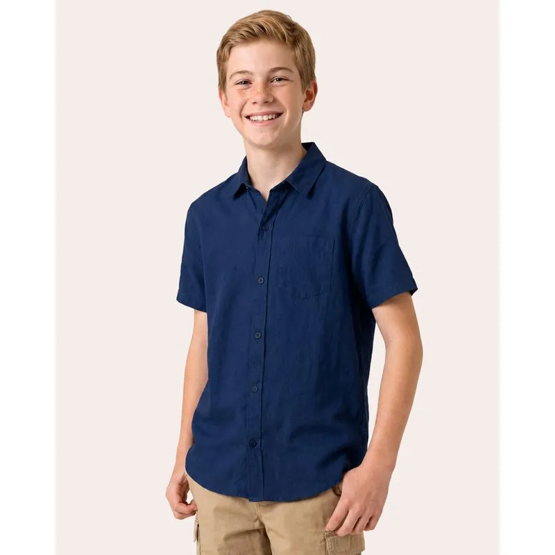 Camisa Juvenil com Bolso Manga Curta Marinho 12