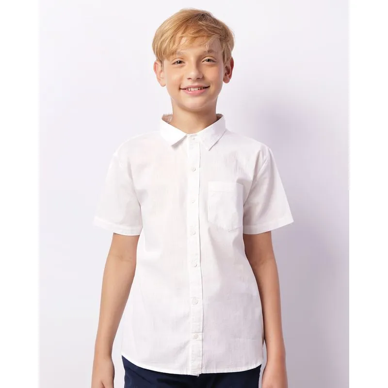 Camisa Juvenil Manga Curta Com Bolso Branca 16