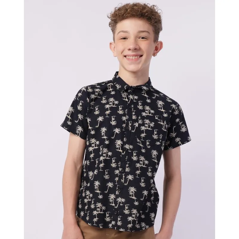 Camisa Juvenil Algodão com Bolso Estampada Marinho 12
