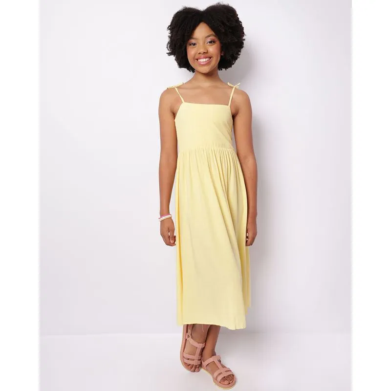 Vestido Juvenil Midi Viscose Alcinha Com Lastex Amarelo 12
