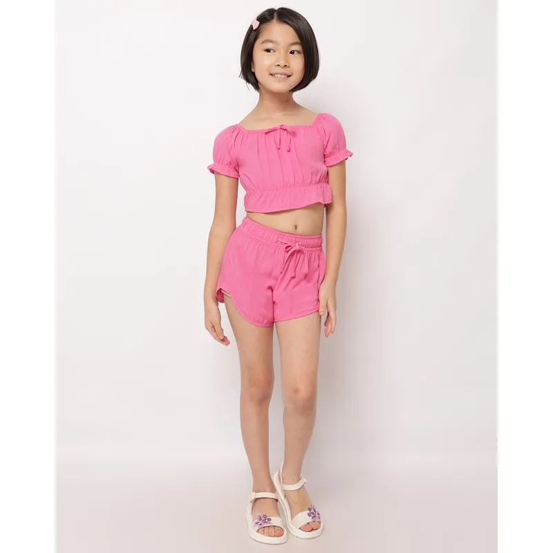 Short Infantil Berry & Co. Viscose com Cordão Rosa 8
